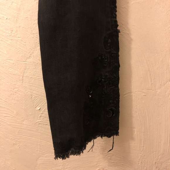 Free People Black Mid Rise Embroidered Jean - Picture 6 of 8